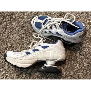 Z-Coil Women's 6 White Navy Blue Leather Open Z Coil Pain Relief Comfort Shoes